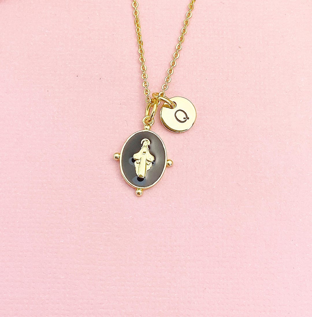 Gold Virgin Mary Pendant Necklace, Religious Faith Jewelry Gift for Her ...