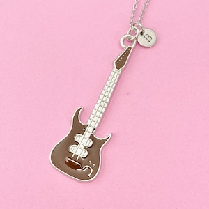 Silver Guitar Pendant Necklace, Music Jewelry Gift, N4438