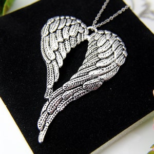 Guardian Angel Wing Necklace, Silver Guardian Angel Wing Charm, Guardian Angel Wing Charm, Wing Charm, Feather Charm, Fantasy Gift, N1006