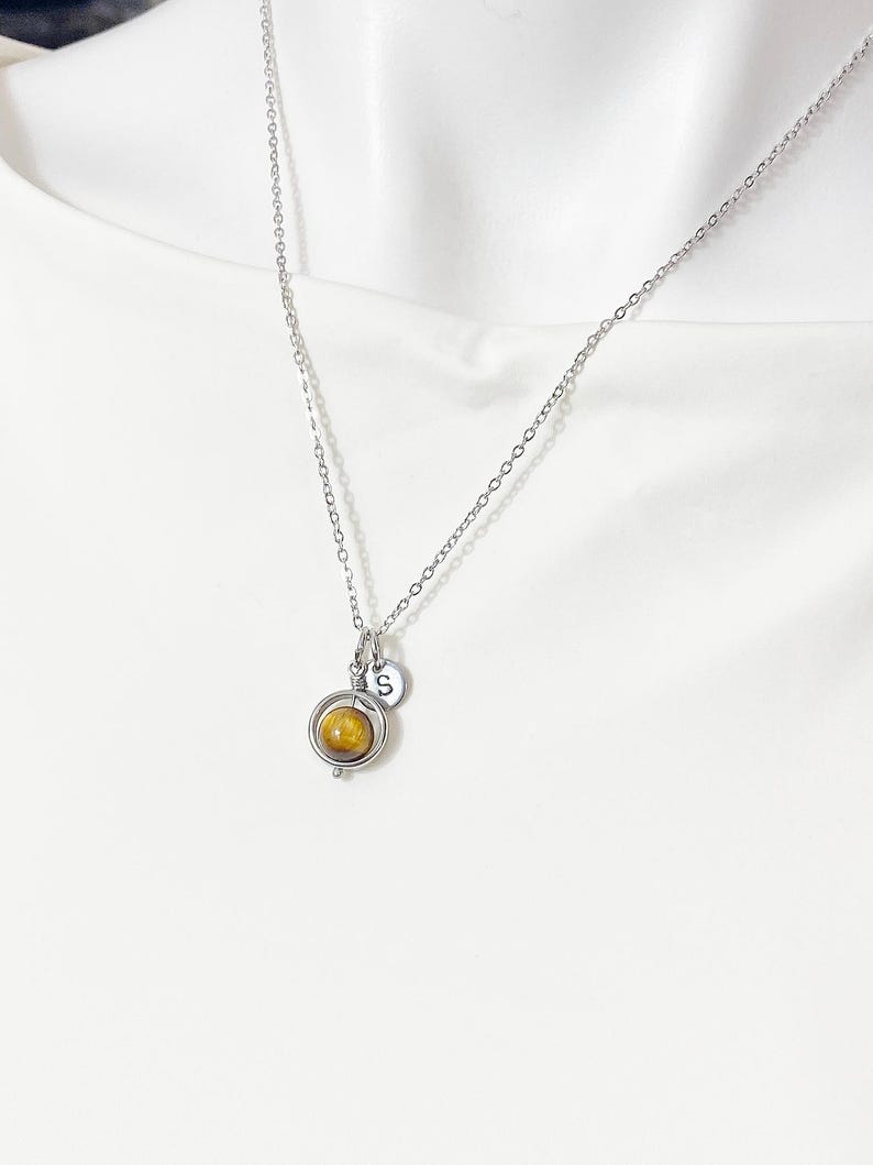Gold or Silver Tiger Eye Necklace, Natural Gemstone Jewelry, N4691A image 8