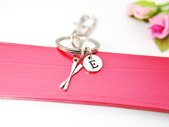Silver Oars Charm Keychain Rowing Keychain Crew Oars Charm Key