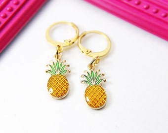 Sterling Silver Cubic Zirconia Fruit Theme Pink Pineapple Clip on Earrings for Girls Women Non Pierced