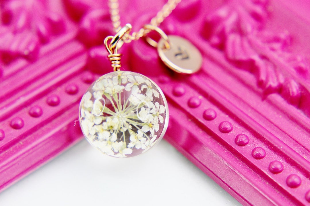 Rose Gold Necklace, Real Pressed Flower Necklace, N4491 Etsy