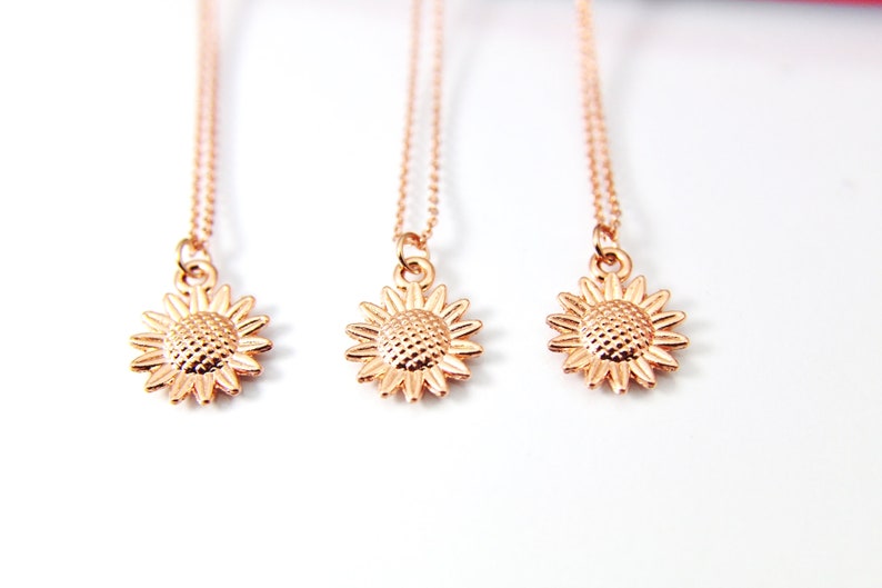 Bridal Jewelry N1578 Wedding Jewelry Wedding Gift Maid of Honor Bridesmaid Proposal Rose Gold Sunflower Necklace Bridesmaid Gift