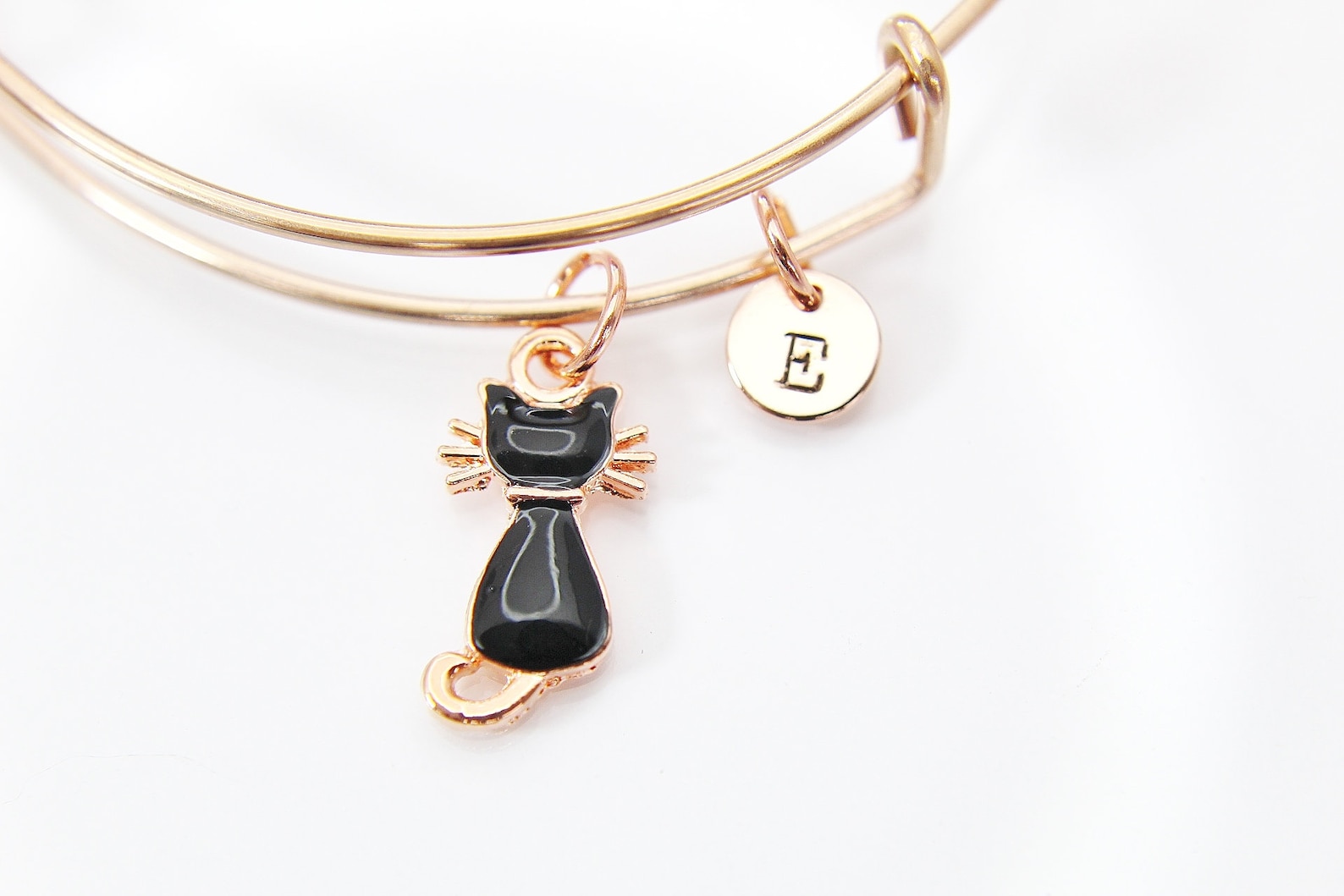 Black Cat Bracelet Rose Gold Cat Bracelet Animal Charm Pet Etsy