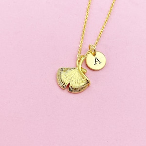 Gold Ginkgo Leaf Charm Necklace, AN61