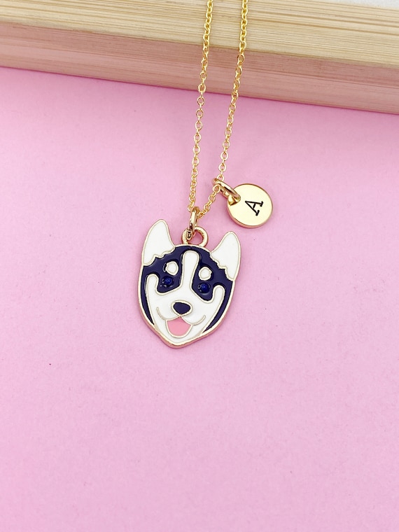 Husky Dog Charm Necklace in Gold, N5581