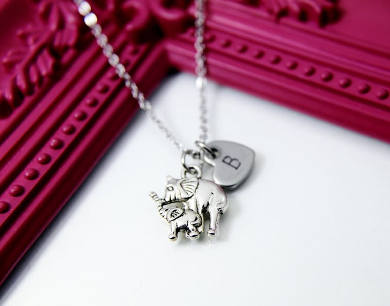 Mother Daughter Gifts, Mother and Baby Elephant Necklace, Personalized Gift, N1311G image 2