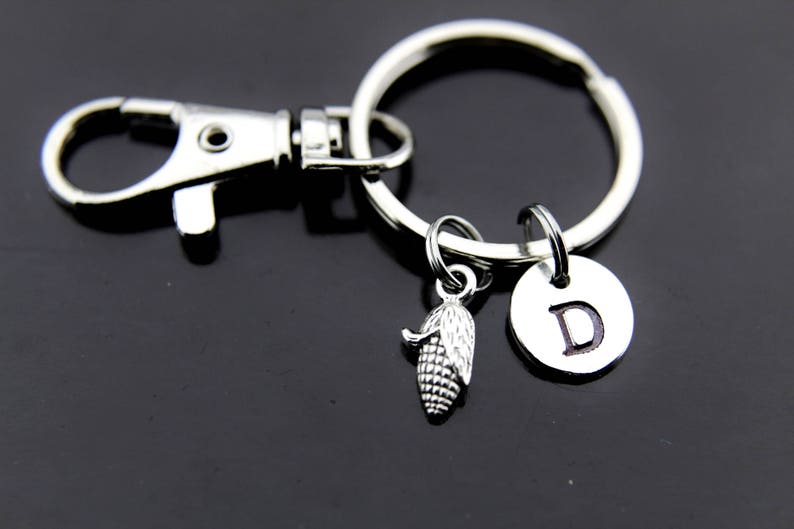 Gardening Gift Corn Cob Keychain Gardener Gift Gardener Jewelry Gardening Jewelry Spring Jewelry Summer Gift Personalized Initial Keychain