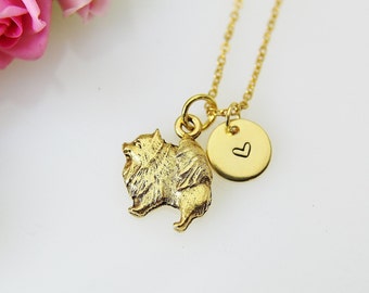 Pomeranian Necklace, Gold Pomeranian Charm Necklace, Dog Charm, Pom Dog Breed Charm, Animal Charm, Personalized Gift, Christmas Gift, N477