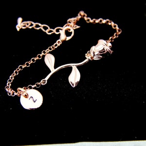 Rose Gold Rose Charm Bracelet, June Birthday Jewelry Gift image 8