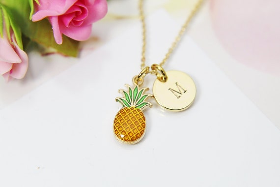 Rose gold pineapple necklace deals