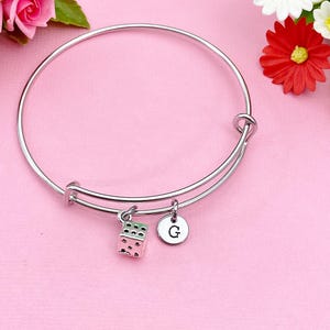 Silver Dice Charm Bracelet, Dice Games Bunco Jewelry Gifts, N4575
