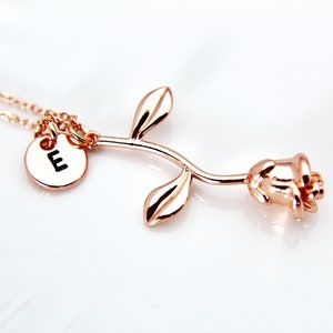 Rose Gold Rose Necklace, Mother's Day Gift, Garden Gifts, Girlfriend Gift, image 5