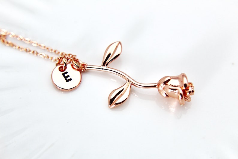 Rose Gold Rose Necklace, Mother's Day Gift, Garden Gifts, Girlfriend Gift, image 5