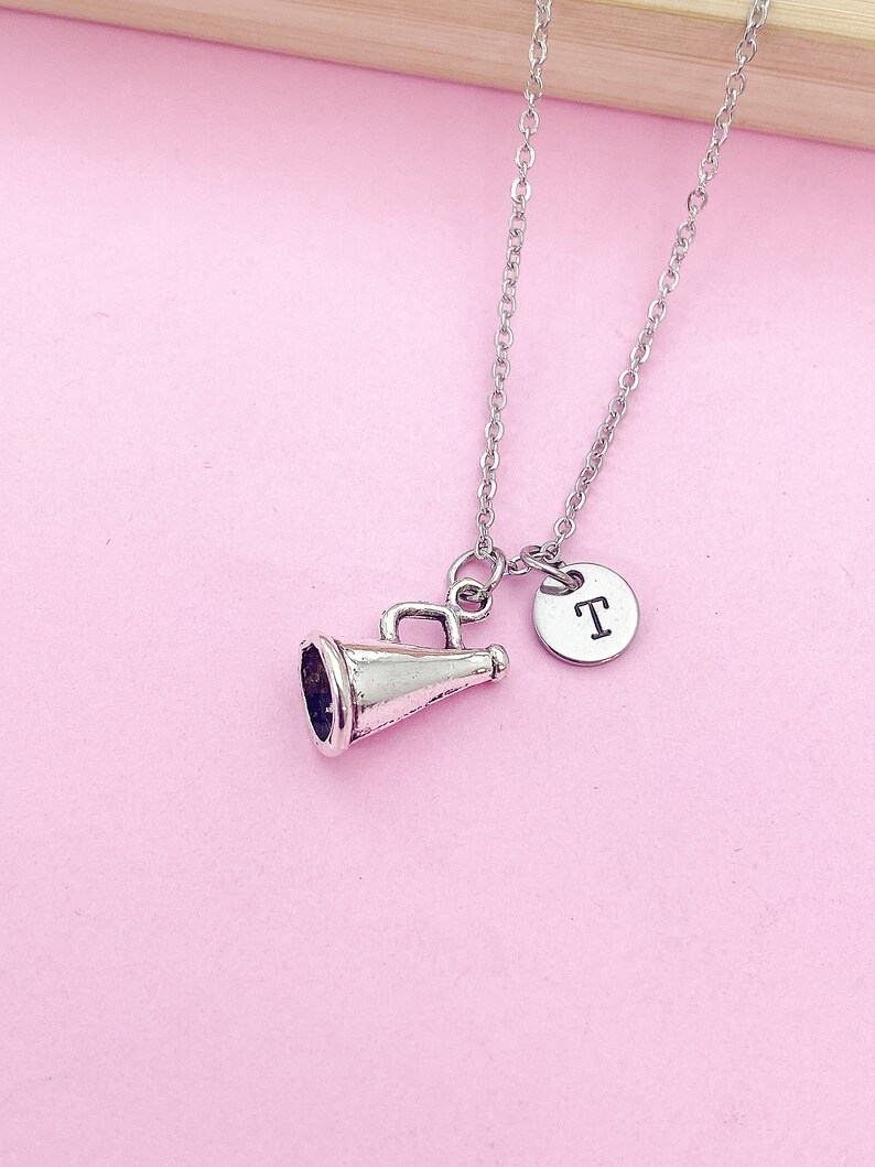 Cheerleader Megaphone Charm Necklace, Initial Pendant bild 7