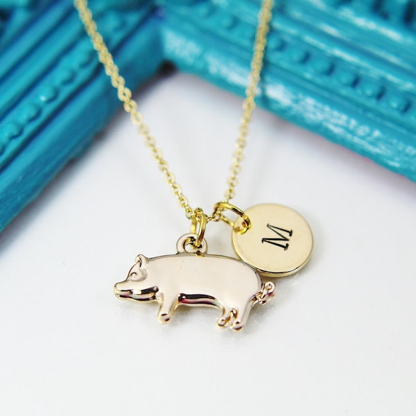 Best Christmas Gift Gold Pig Charm Necklace, Pig Charm, Farm Animal Charm, Farmer Gift, Pet Gift, 4 H Gift, N1121