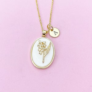 Lily of the Valley May Birth Flower Gold Necklace Birthday Gifts, Personalized Gifts, N4883E
