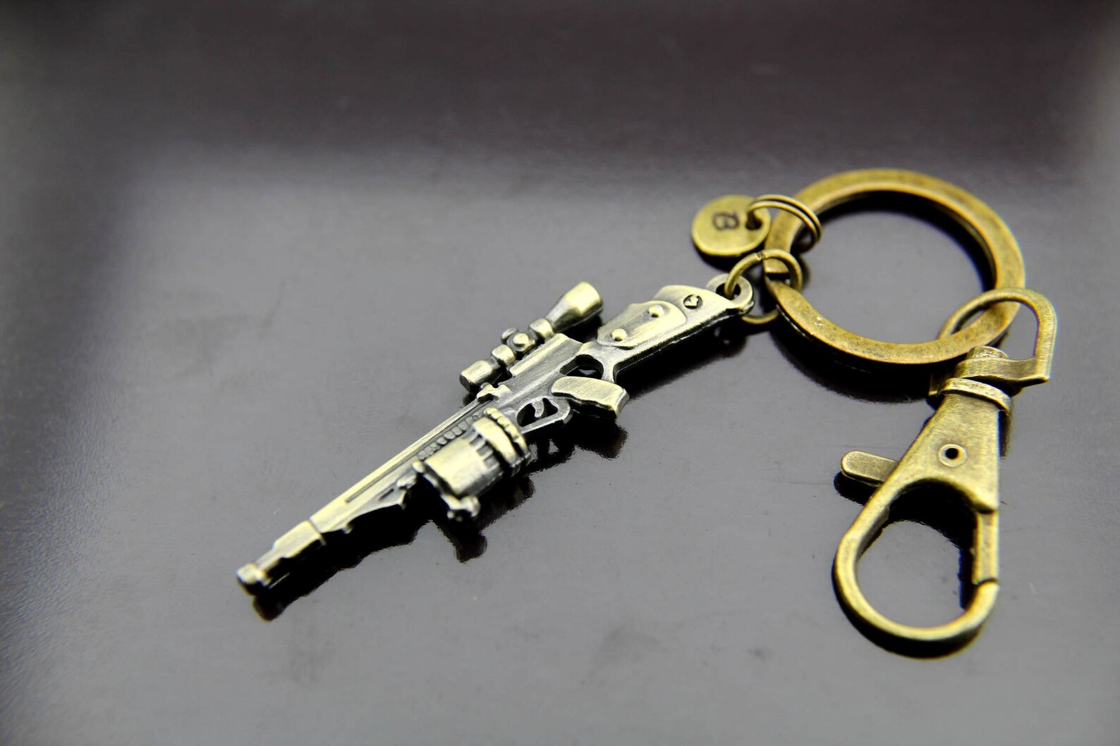 Rifle Keychain Gun Keychain Bronze Rifle Charm Gun Key Ring Etsy