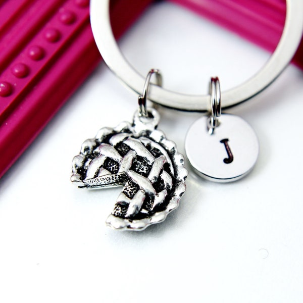 Silver Pie Keychain Gift, Thanksgiving Gift, Fall Jewelry, Personalized Gift, N410D