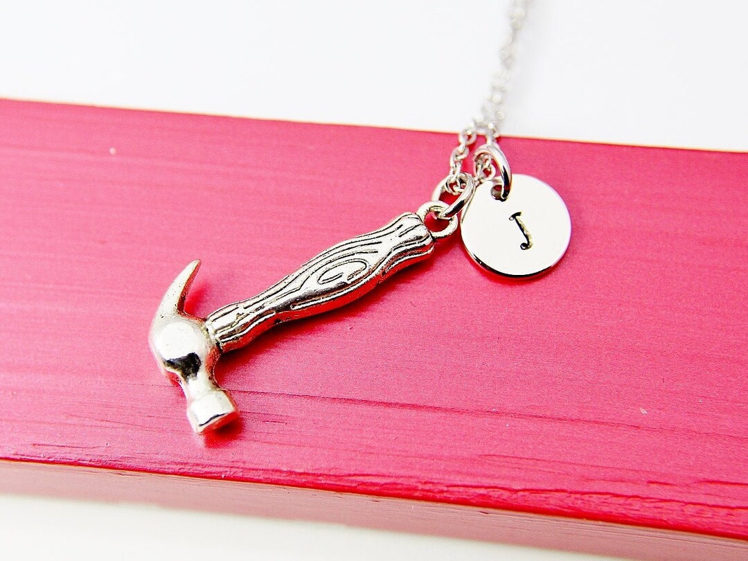 Silver Hammer Charm Necklace Hammer Charm Tool Necklace Etsy