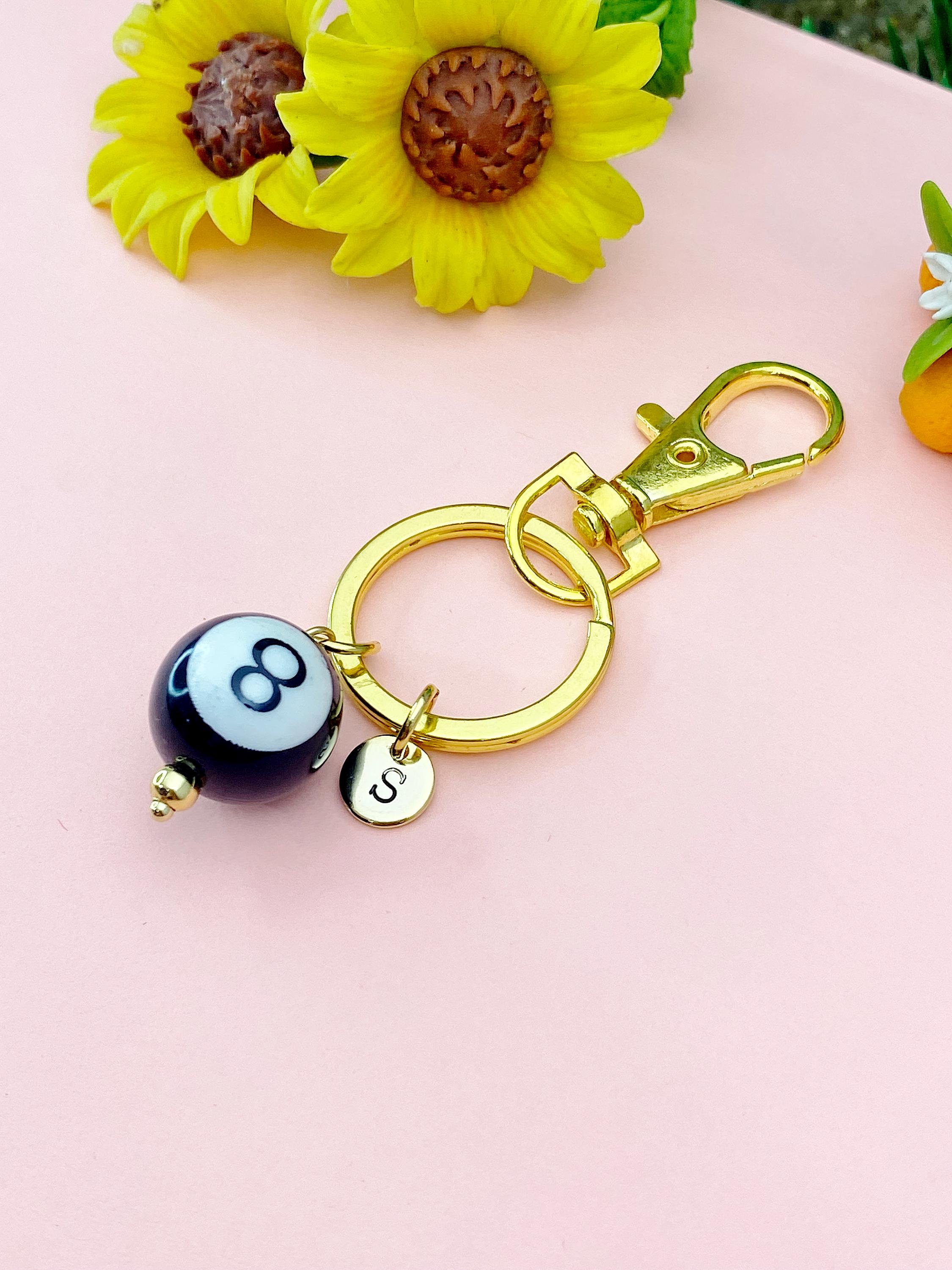 Gold Black 8 Ball Billiards Charm Keychain, Snooker, N6670G - Etsy