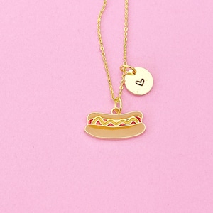 Gold Hotdog Charm Necklace, N3577