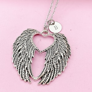 Silver Guardian Angel Wing Necklace, N939