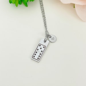 Gold or Silver Dominoes Necklace, Tarnish Resistant Stainless Steel Jewelry, Christmas Gifts for Dominoes Game Players, D094B
