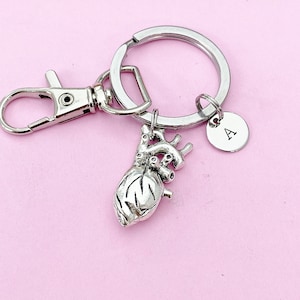 Anatomical Heart Charm Keychain, Silver or Bronze Option, BN4935