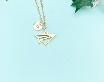 Paper Airplane Charm Necklace, N6496