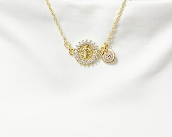 Gold Saint Benedict Cubic Zirconia Pendant Necklace – Faith Protection Gift Jewelry, N6841