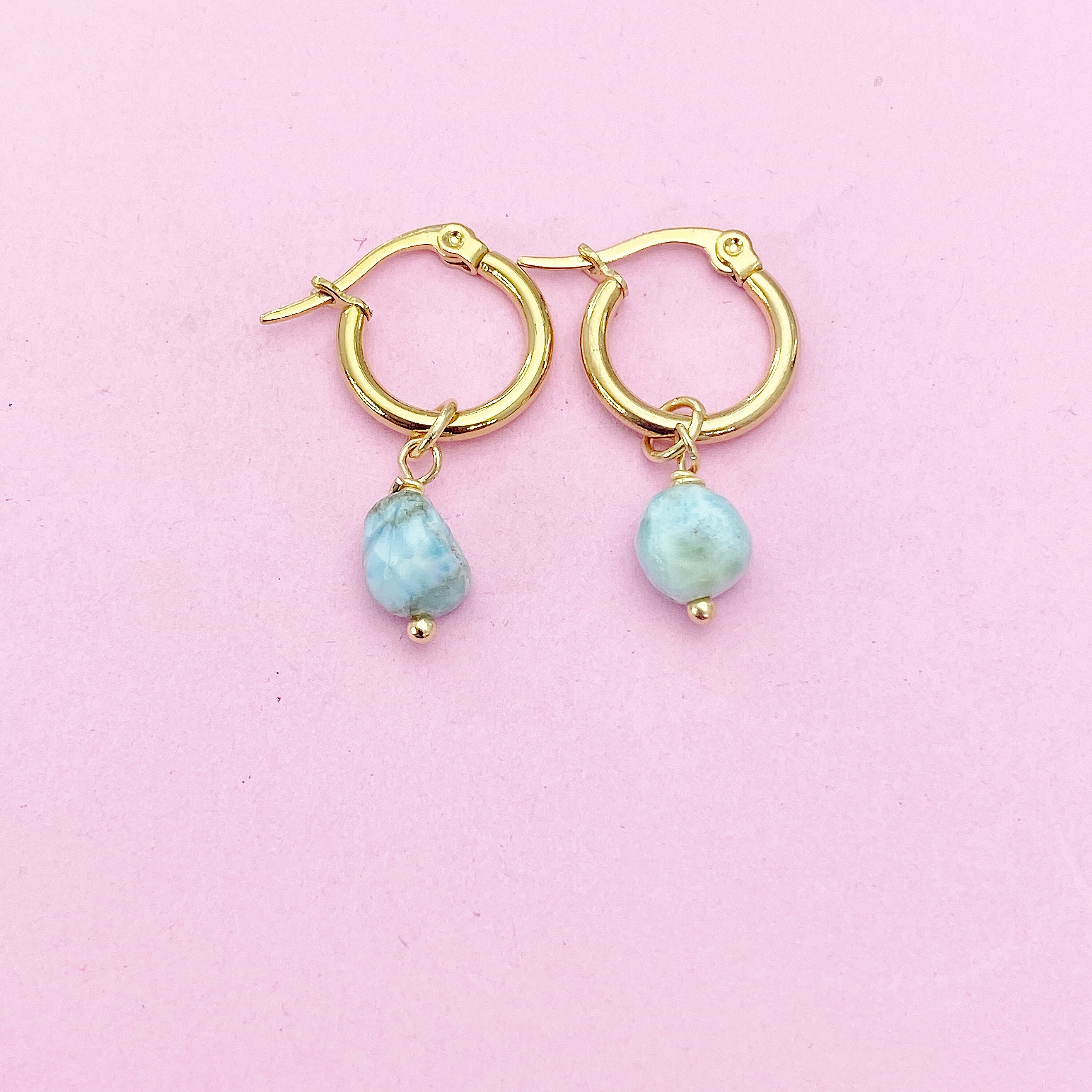 mwラリマー Larimar Earrings, Natural Gemstone Jewelry, N5115 - Etsy