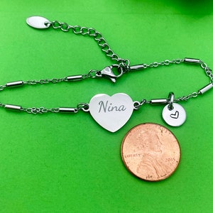 Best Christmas Gift for Nina, Nina Bracelet, Stainless Steel Heart Bracelet, Best Nina Jewelry, Personalized Gifts, D267 image 9