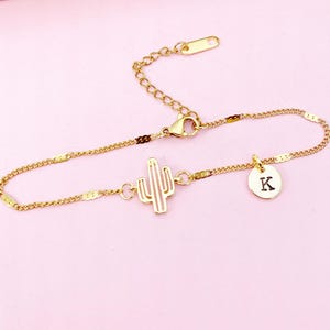 Gold Cactus Charm Bracelet, N4055
