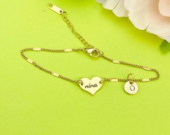 Best Christmas Gift for Nina, Gold Nina Heart Bracelet, Danity Nina Bracelet Jewelry Gifts, D137