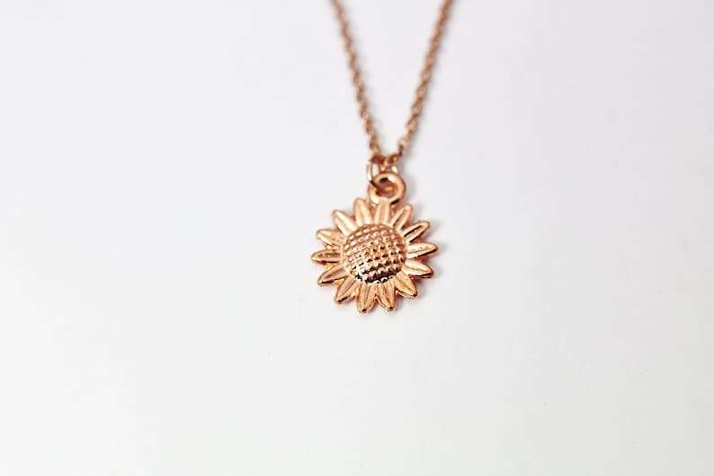 Bridal Jewelry N1578 Wedding Jewelry Wedding Gift Maid of Honor Bridesmaid Proposal Rose Gold Sunflower Necklace Bridesmaid Gift