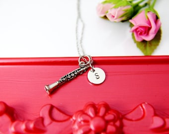 Clarinet Necklace, Silver or Gold Clarinet Charm, Music Charm, Matching Band Gifts, Personalized Gift, N1380