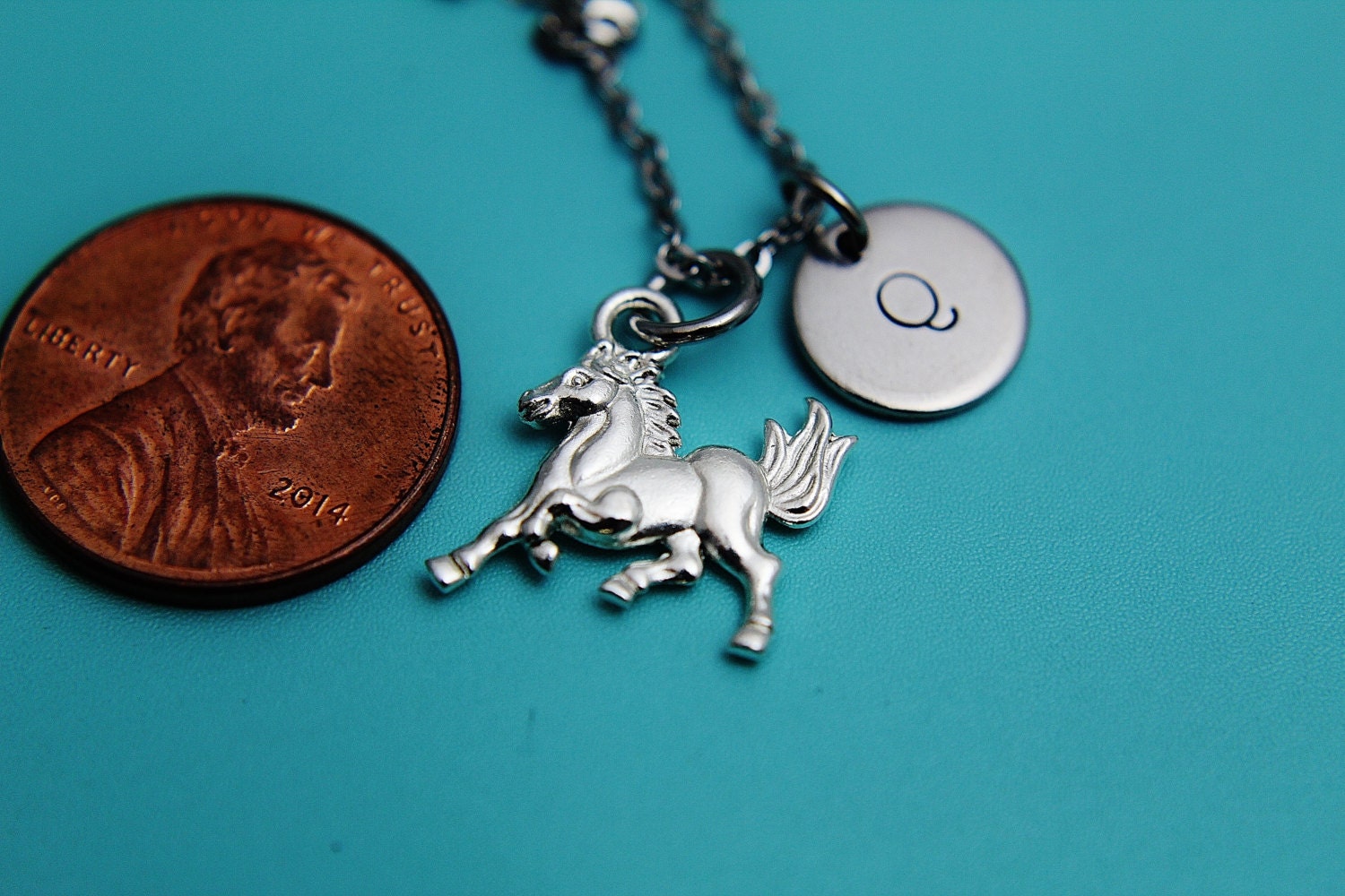 Horse Necklace Silver Running Horse Charm Animal Charm Etsy