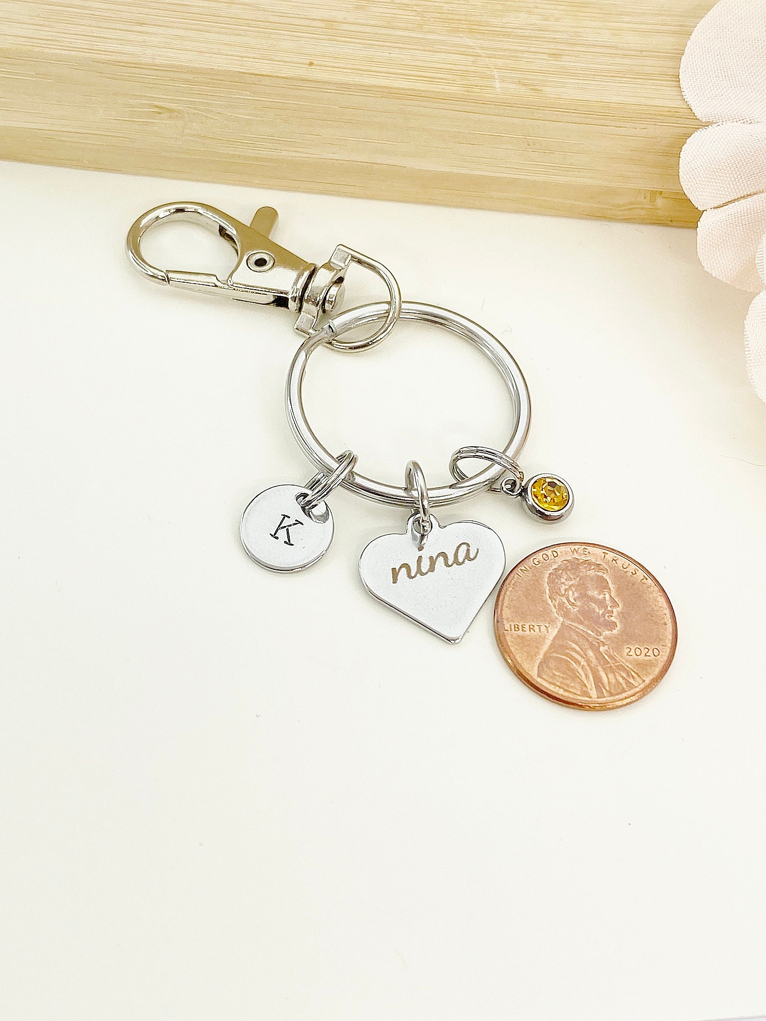 Nina Heart Keychain Stainless Steel, Best Seller Christmas Gifts