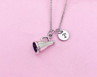 Cheerleader Necklace, Megaphone Necklace, Cheerleader Charm, Megaphone Charm, Cheer Coach Gift, Cheerleader Team Gift, N1118