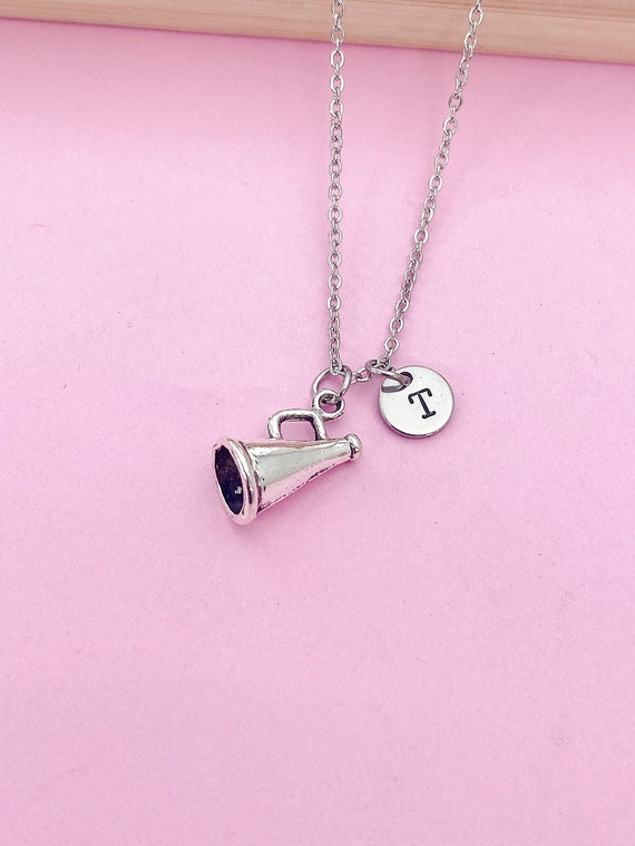 Cheerleader Necklace, Megaphone Necklace, Cheerleader Charm, Megaphone Charm, Cheer Coach Gift, Cheerleader Team Gift, N1118
