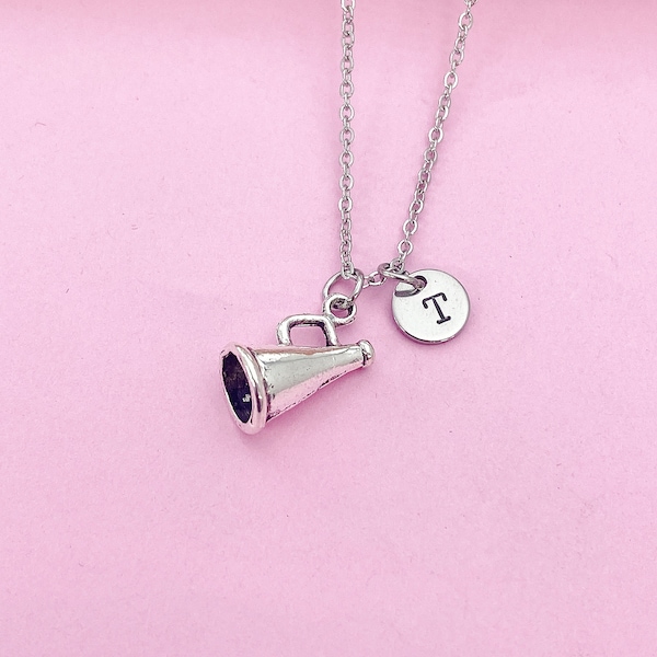 Cheerleader Necklace, Megaphone Necklace, Cheerleader Charm, Megaphone Charm, Cheer Coach Gift, Cheerleader Team Gift, N1118