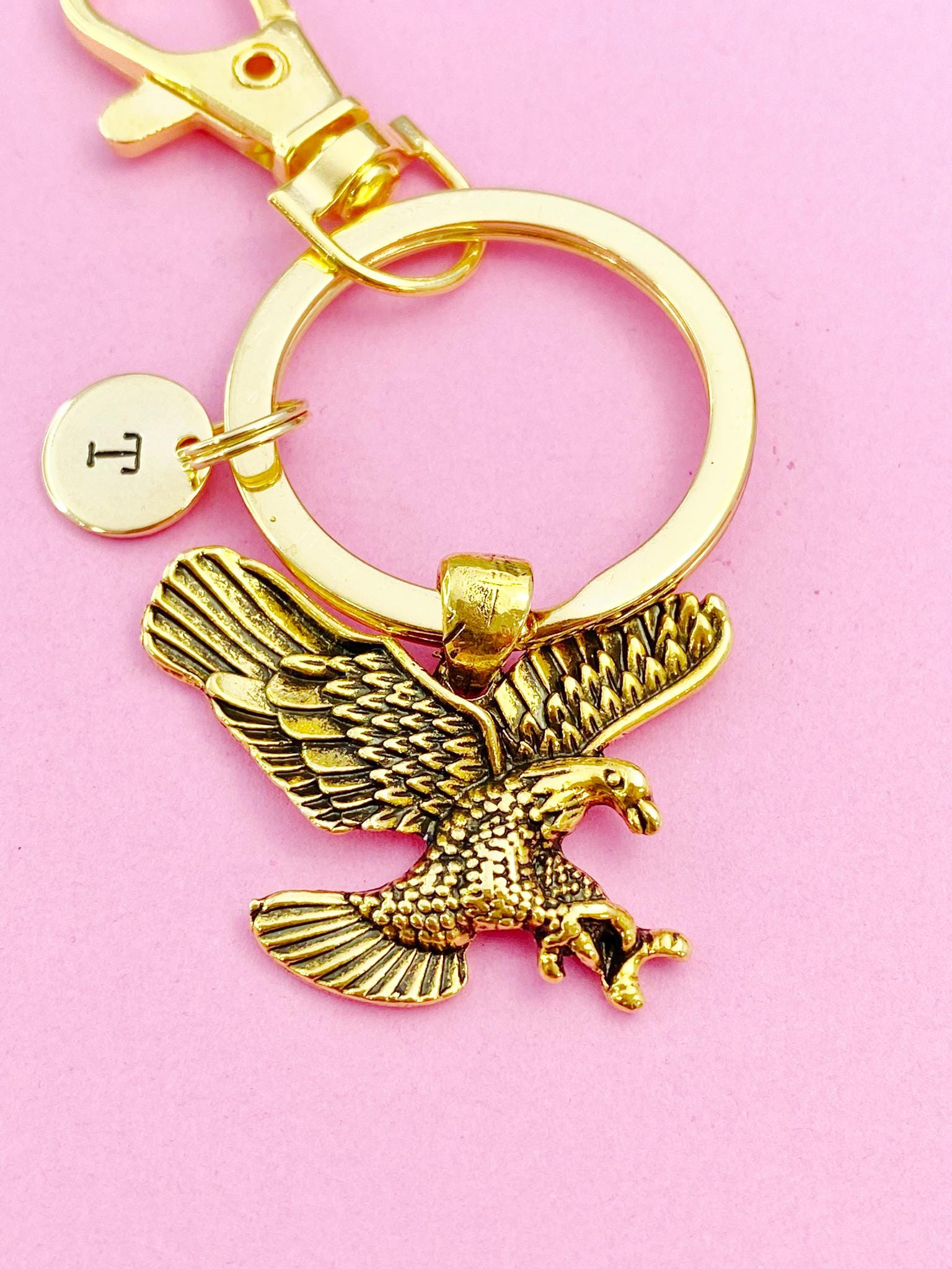 Gold Flying Eagle Charm Keychain, N3669C - Etsy