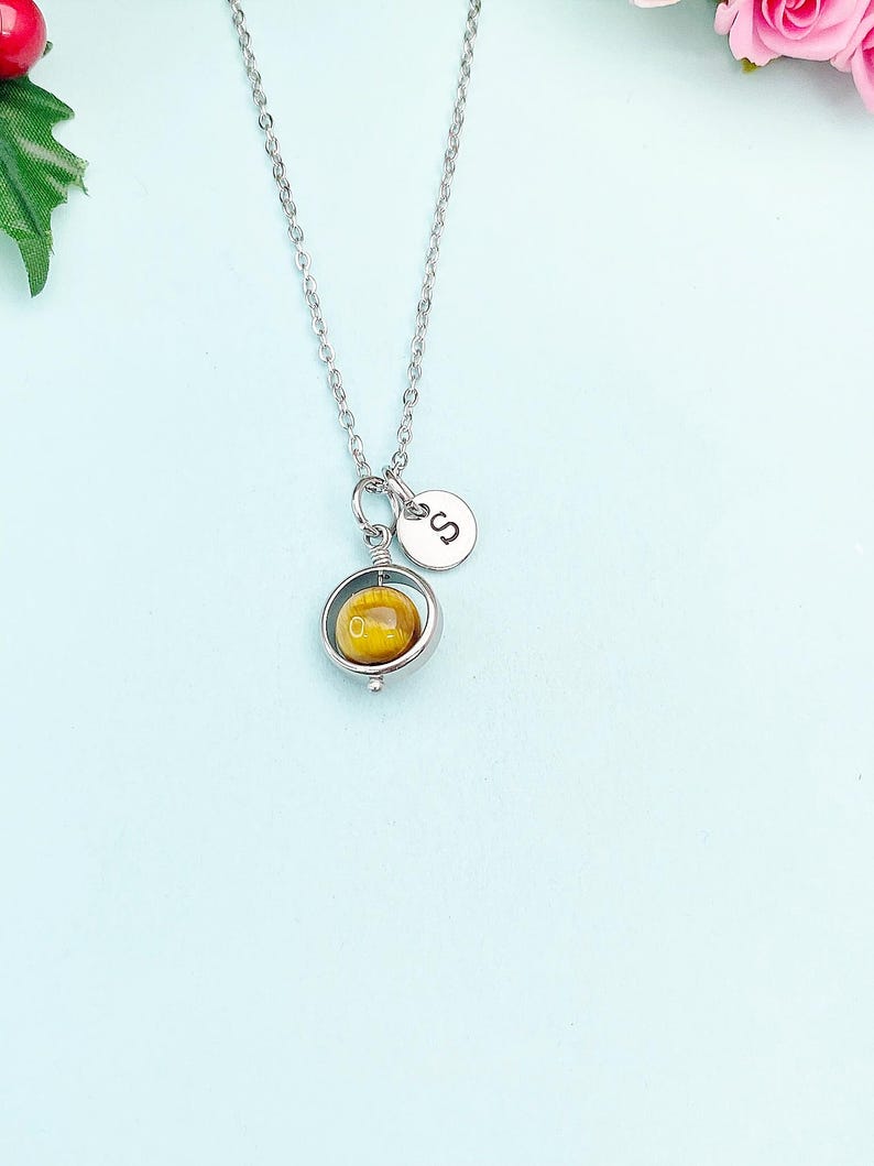 Gold or Silver Tiger Eye Necklace, Natural Gemstone Jewelry, N4691A image 12