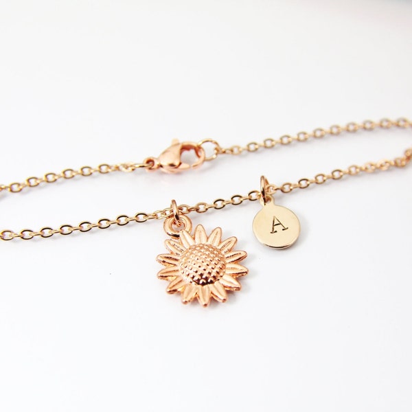 Rose Gold Sunflower Bracelet Flower Jewelry, DN1573