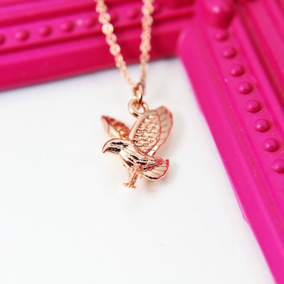 Rose Gold Eagle Necklace Hawk Charm Bird Charm Animal Charm