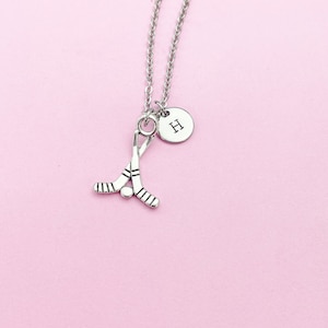Silver Hockey Stick Charm Necklace, N156