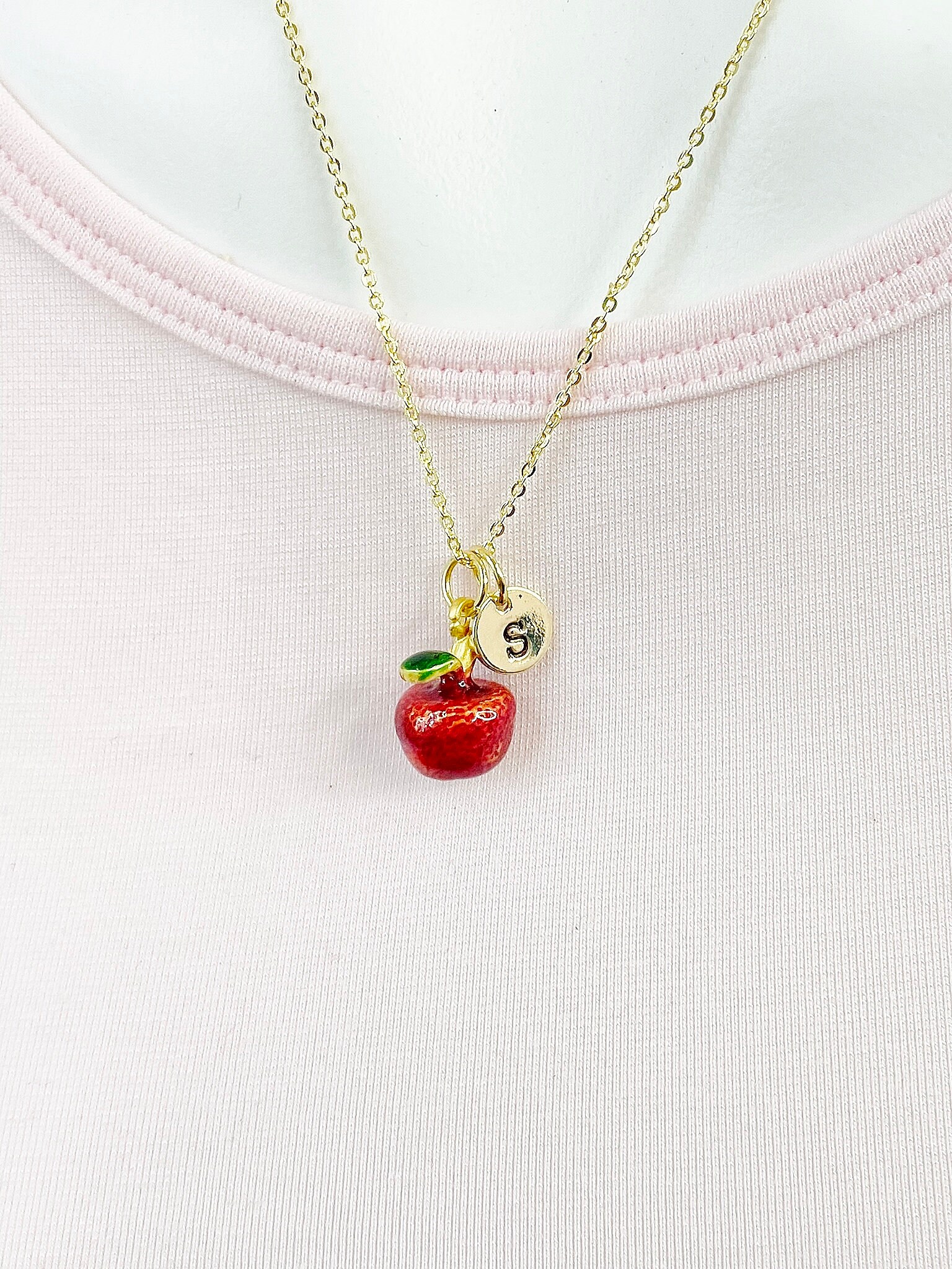 アクセサリー GARNI cutting apple pendant Gold Apple Necklace, Golden Fruit Pendant, Food Jewelry in