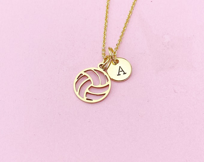 Gold Volleyball Charm Necklace, N5733